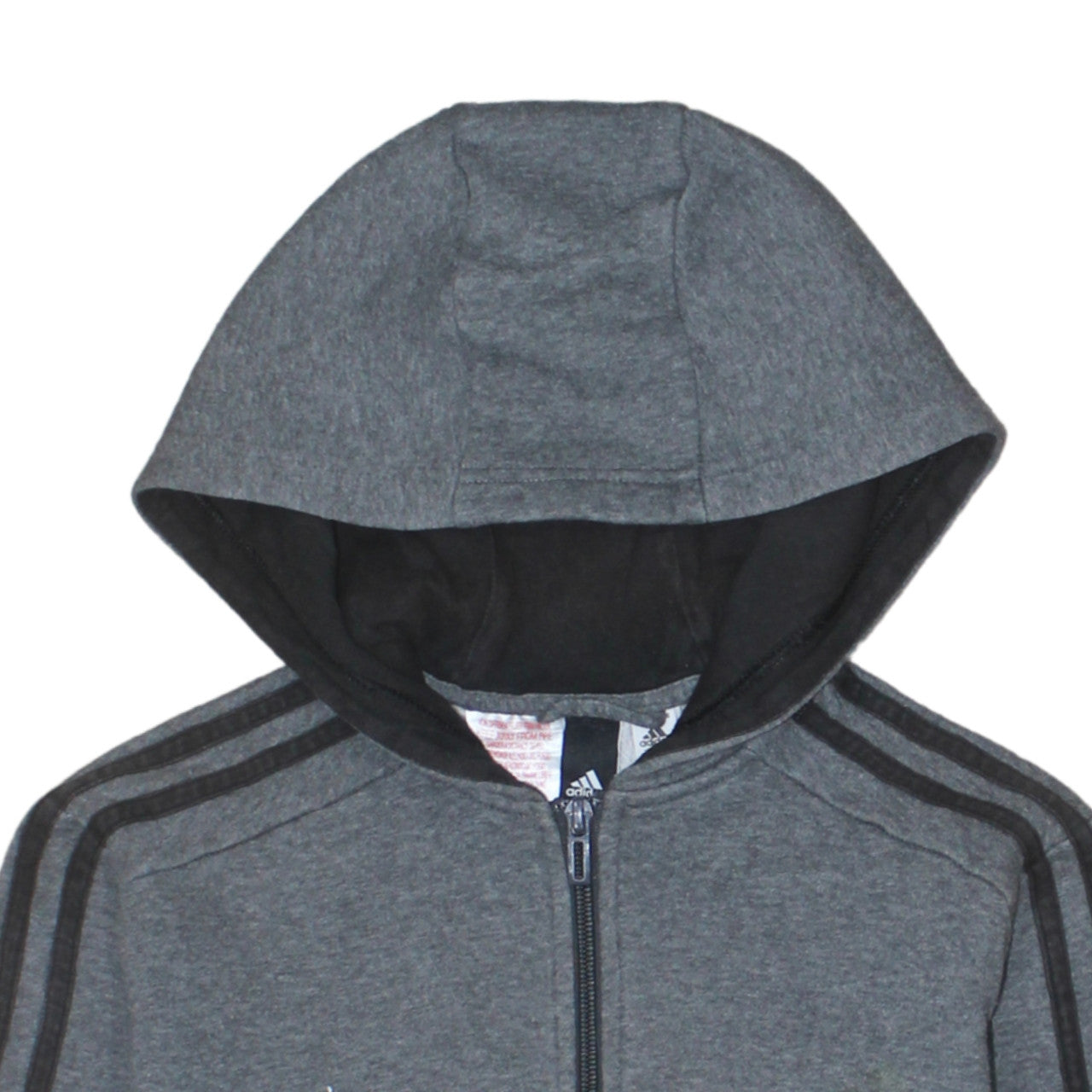 Adidas Boys Grey Full Zip Hoodie 13-14 Years Regular Fit Sportswear