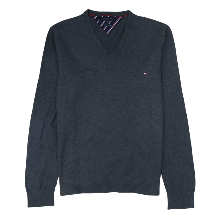 Tommy Hilfiger Men’s Grey V-Neck Cotton Cashmere Jumper XXL
