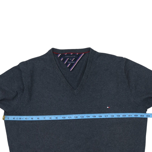 Tommy Hilfiger Men’s Grey V-Neck Cotton Cashmere Jumper XXL