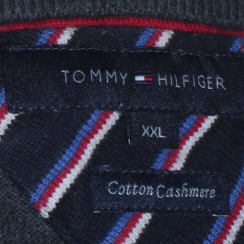 Tommy Hilfiger Men’s Grey V-Neck Cotton Cashmere Jumper XXL