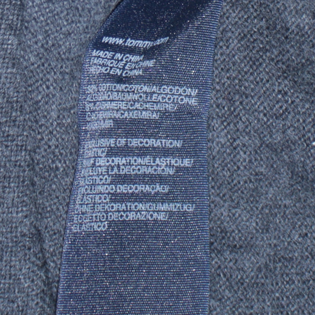Tommy Hilfiger Men’s Grey V-Neck Cotton Cashmere Jumper XXL