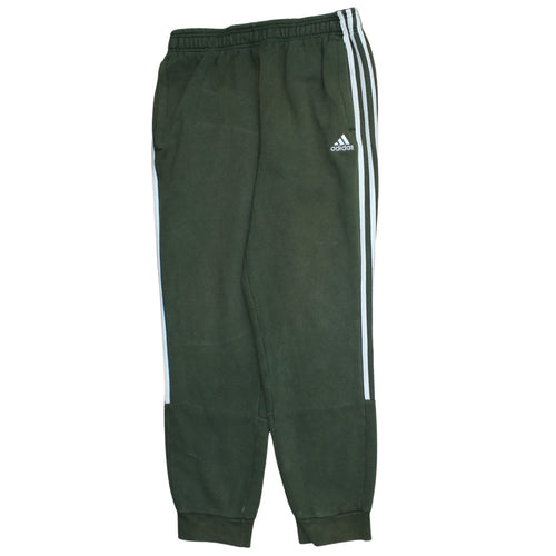 Adidas Men's Green Sweatpants M Regular Fit Fleece Tapered Trousers