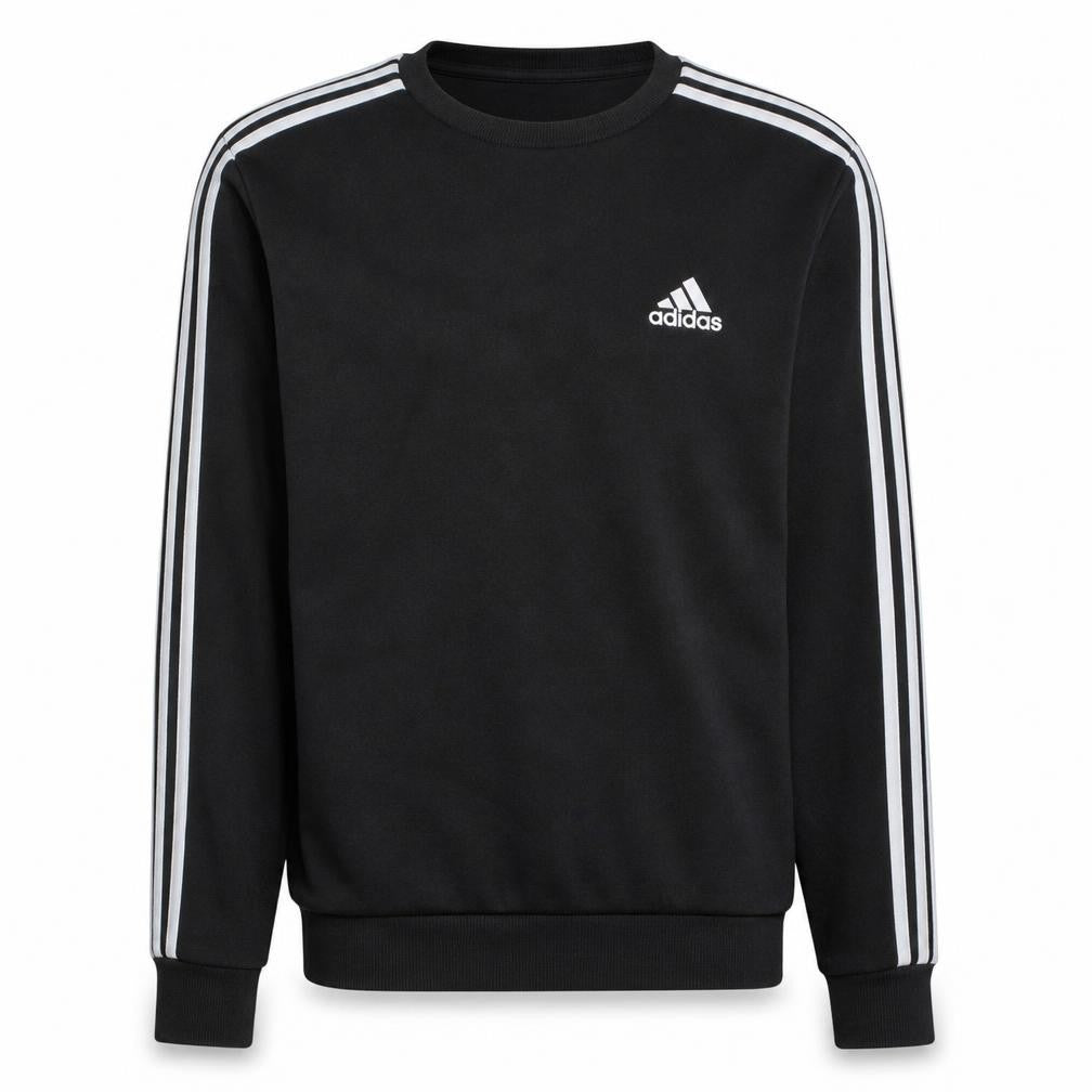 Front view of Adidas Men’s Black Small Crew Neck Pullover Sweatshirt