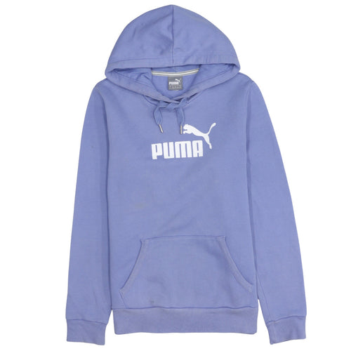 Puma Women’s Blue Pullover Hoodie Size 14 Cotton Blend Logo Sweatshirt