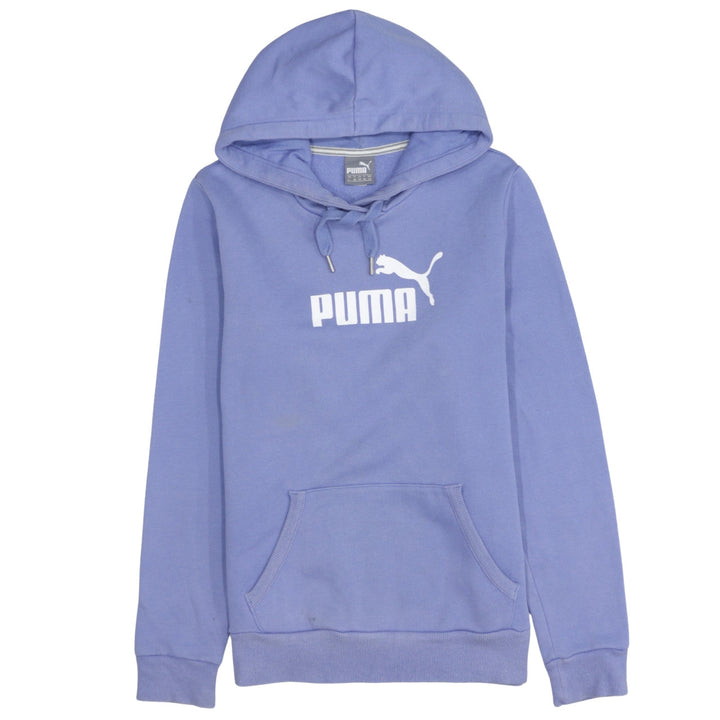 Puma Women’s Blue Pullover Hoodie Size 14 Cotton Blend Logo Sweatshirt