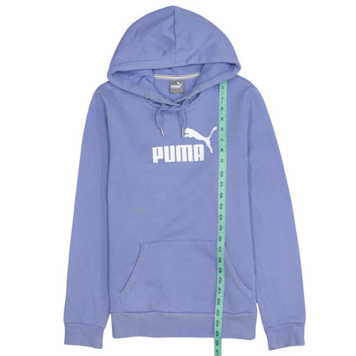 Puma Women’s Blue Pullover Hoodie Size 14 Cotton Blend Logo Sweatshirt