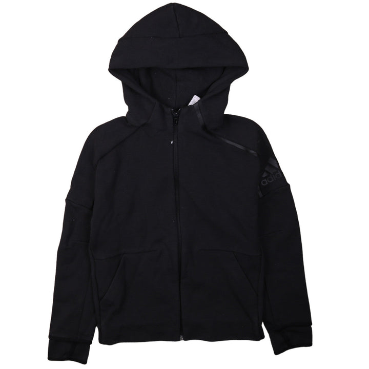 Adidas Boys Black Full Zip Hoodie 11-12 Years Fleece Logo Hooded Top