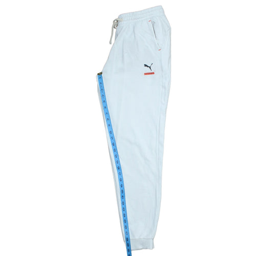 Puma Men’s White Logo Joggers M Drawstring Regular Fit Fleece Pants
