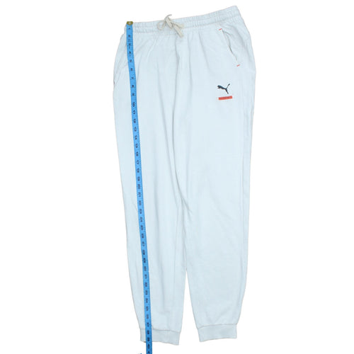 Puma Men’s White Logo Joggers M Drawstring Regular Fit Fleece Pants