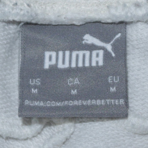 Puma Men’s White Logo Joggers M Drawstring Regular Fit Fleece Pants
