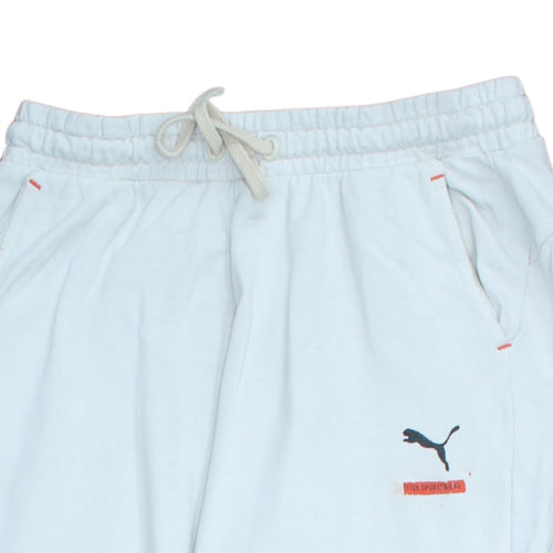 Puma Men’s White Logo Joggers M Drawstring Regular Fit Fleece Pants