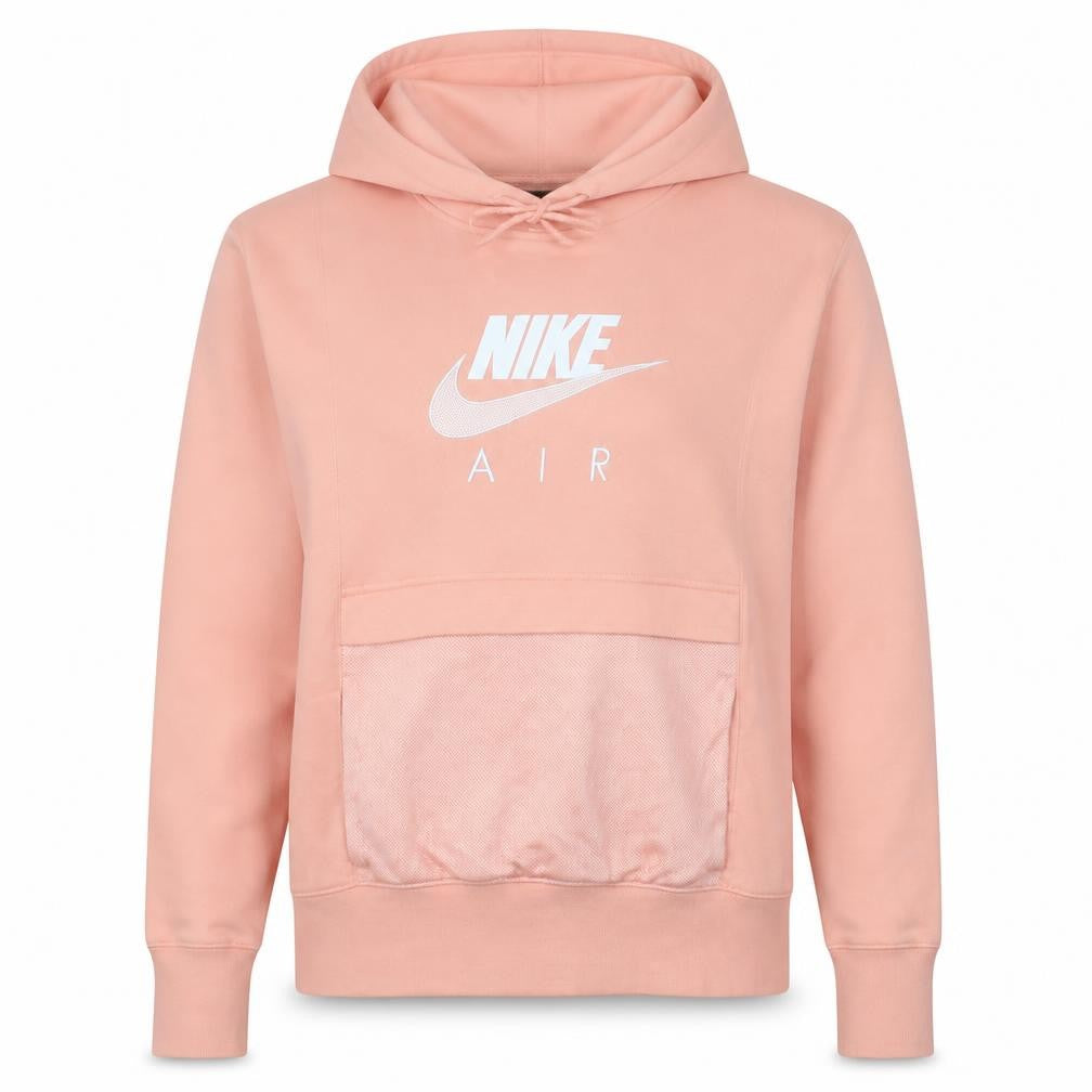 Front view of Nike Women’s Pink Air Pullover Hoodie Medium Cotton Blend