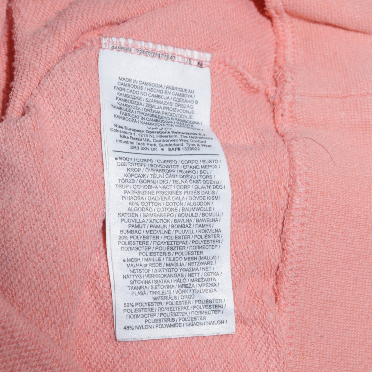 Nike Women’s Pink Air Pullover Hoodie Medium Cotton Blend