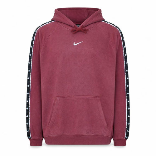 Nike Men's Burgundy Hoodie L Logo Tape Pullover Cotton Sweatshirt