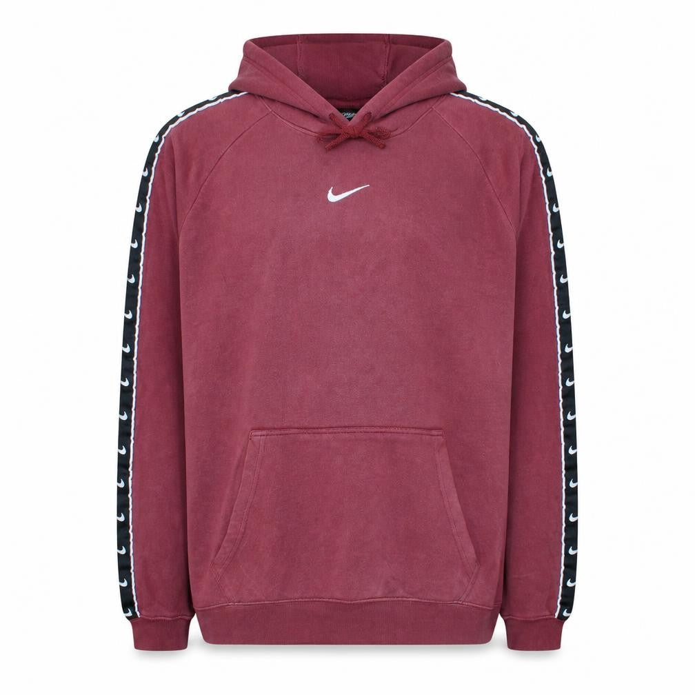 Nike Men's Burgundy Hoodie L Logo Tape Pullover Cotton Sweatshirt