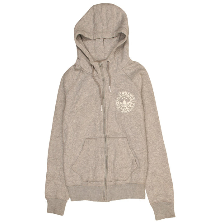 Adidas Mens Grey Full Zip Hoodie L Logo Fleece Sportswear