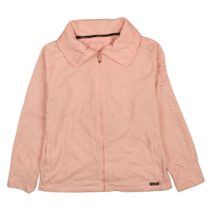Calvin Klein Women Pink Cotton Blend Full Zip Jacket Size L