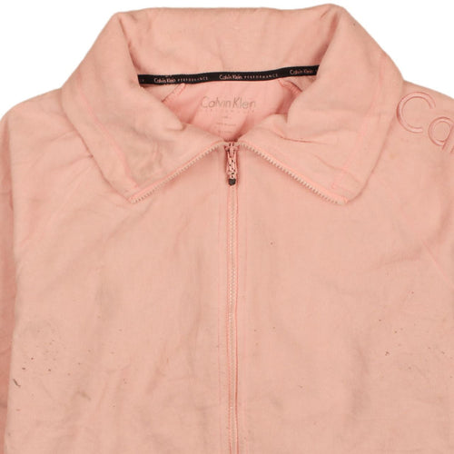 Calvin Klein Women Pink Cotton Blend Full Zip Jacket Size L
