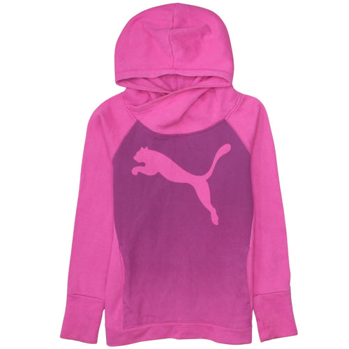 Puma Women's Pink Pullover Hoodie UK 10 Cotton Blend Logo Sportswear