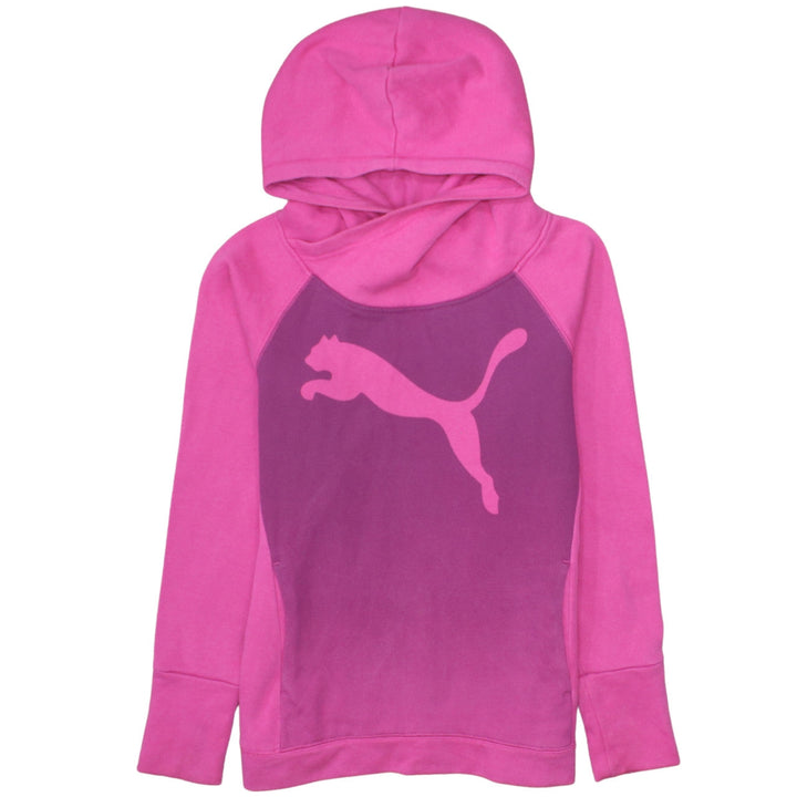 Puma Women's Pink Pullover Hoodie UK 10 Cotton Blend Logo Sportswear