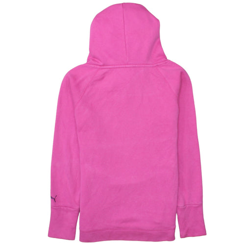 Puma Women's Pink Pullover Hoodie UK 10 Cotton Blend Logo Sportswear