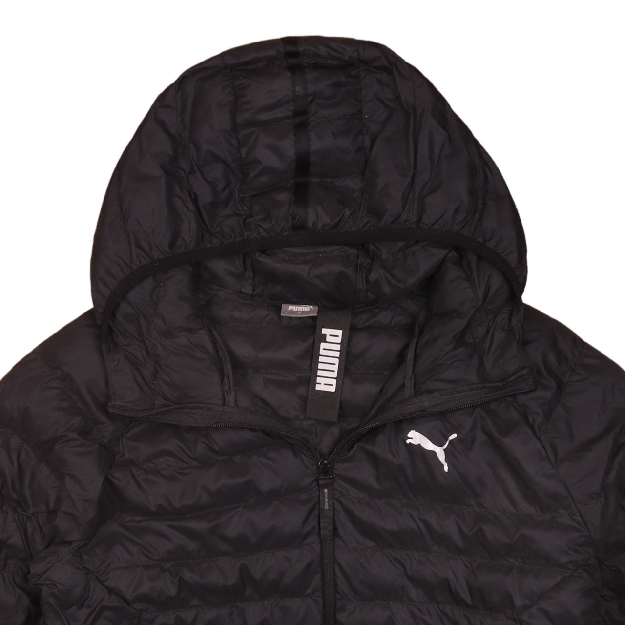 Puma Men's Black L Hooded Puffer Jacket Lightweight Casual