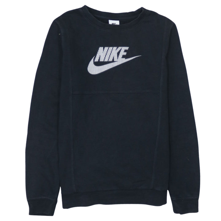Nike Girls Black XL Pullover Sweatshirt Crew Neck Fleece Lined Logo Top
