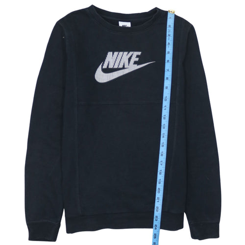 Nike Girls Black XL Pullover Sweatshirt Crew Neck Fleece Lined Logo Top