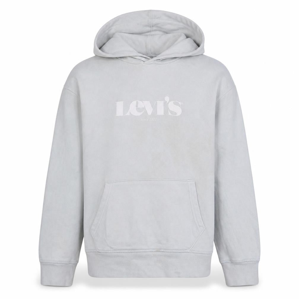 Front view of Levi's Teens Grey XS Pullover Hoodie with Logo Front Pocket
