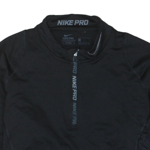 Nike Pro Men’s Black Mock Neck 1/2 Zip Sweatshirt Size S Athletic Fit