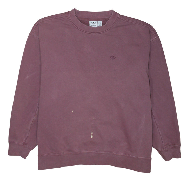 Adidas Originals Womens Mauve Cotton Crew Neck Sweatshirt Size 14