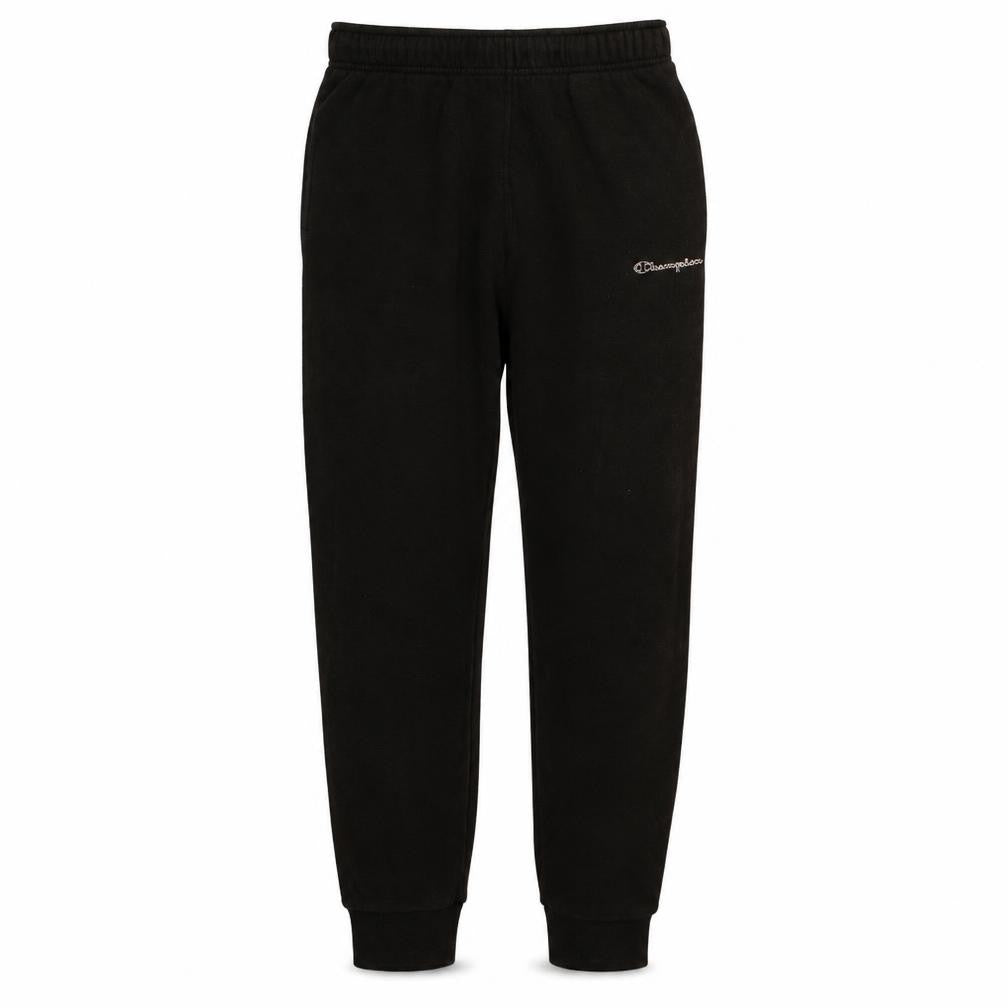 Front view of Champion Men's Black Fleece Sweatpants Medium Comfortable Fit