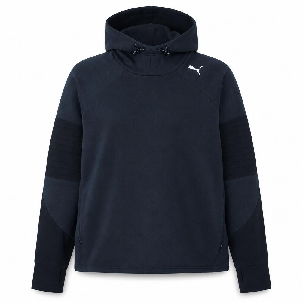 Front view of Puma women’s black xl relaxed fit pullover hoodie