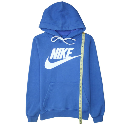 Nike Men's Blue Pullover Hoodie Small Logo Fleece Sweatshirt