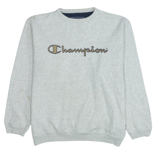 Champion Men's Grey Logo Pullover Sweatshirt Size L Regular Fit