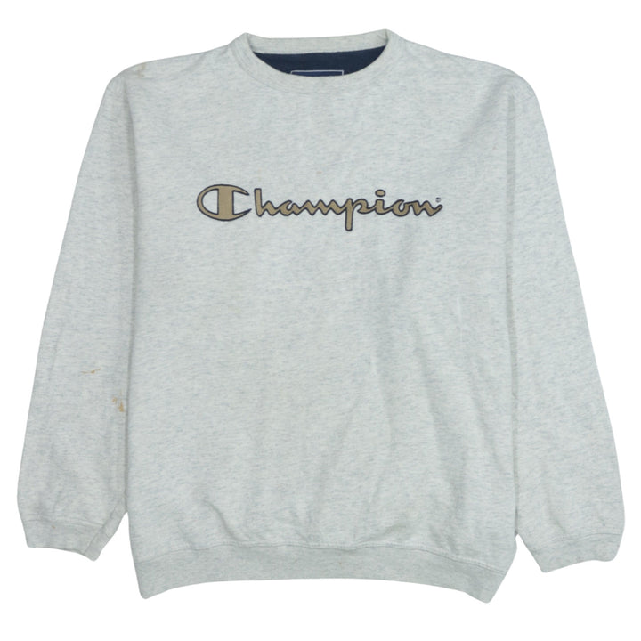 Champion Men's Grey Logo Pullover Sweatshirt Size L Regular Fit