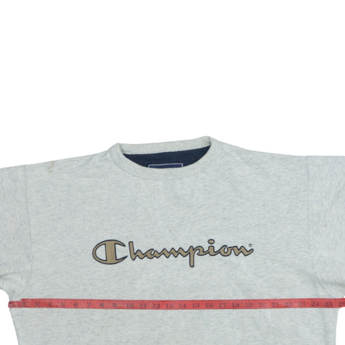 Champion Men's Grey Logo Pullover Sweatshirt Size L Regular Fit