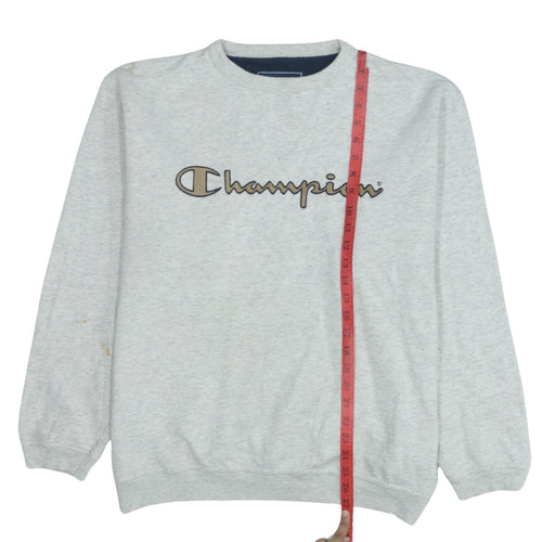 Champion Men's Grey Logo Pullover Sweatshirt Size L Regular Fit