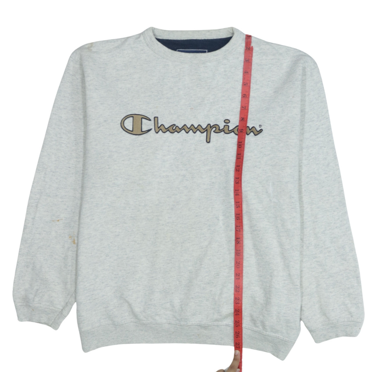 Champion Men's Grey Logo Pullover Sweatshirt Size L Regular Fit