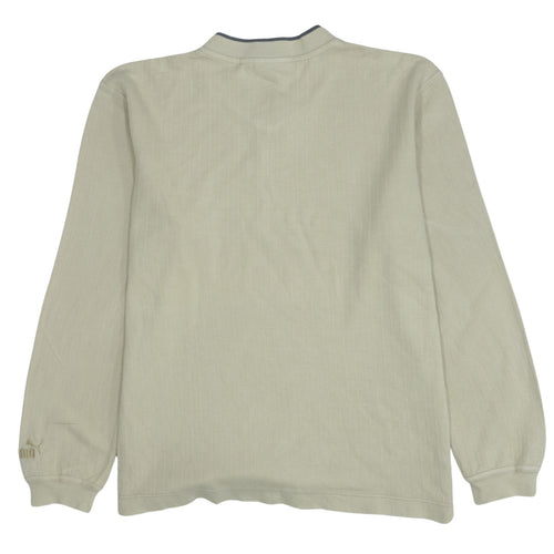 Puma Mens Beige V-Neck Pullover Sweatshirt XS Lightweight Cotton