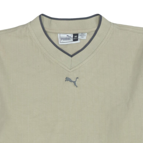 Puma Mens Beige V-Neck Pullover Sweatshirt XS Lightweight Cotton