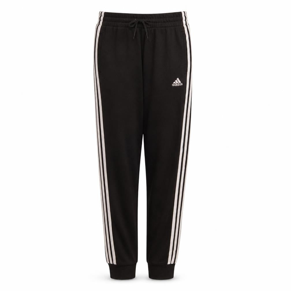 Front view of Adidas women’s black xs jogger trousers with stripes