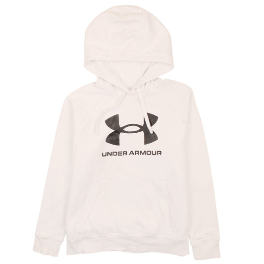 Under Armour Men's White Pullover Hoodie Size M Graphic Logo Sportswear