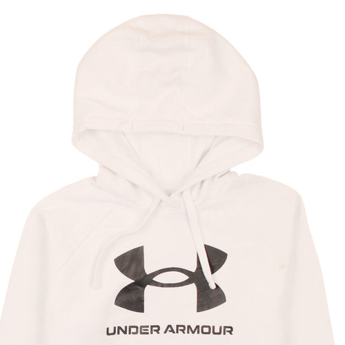 Under Armour Men's White Pullover Hoodie Size M Graphic Logo Sportswear