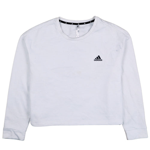 Adidas Women's White XL Crew Neck Pullover Sweatshirt Logo Print