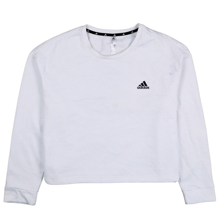 Adidas Women's White XL Crew Neck Pullover Sweatshirt Logo Print