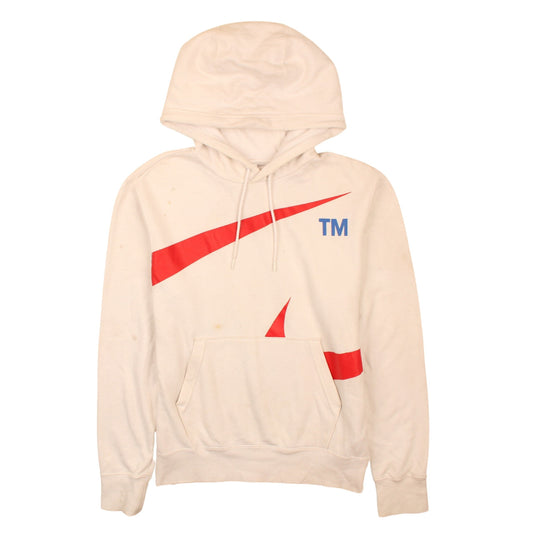Nike Mens White S Pullover Fleece Hoodie with Logo Print