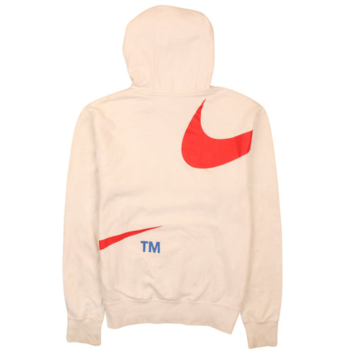 Nike Mens White S Pullover Fleece Hoodie with Logo Print