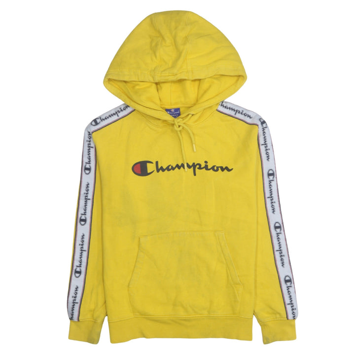 Champion Mens Yellow XS Pullover Hoodie with Logo Tape Detail