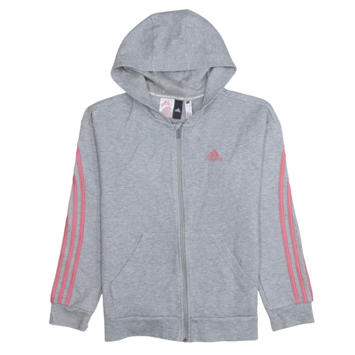 Adidas Girls Grey Full Zip Hoodie 13-14 Years Sports Hooded Sweatshirt